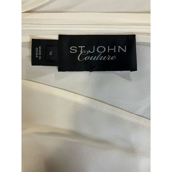 St. John Couture Ivory Silk Draped Twist Front Sleeveless Top Size 16 - Picture 7 of 8